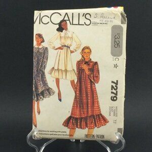 Vtg 1980s McCalls Dress Pattern 7279 34" Bust Size 12 Uncut Cottage Core Ruffle